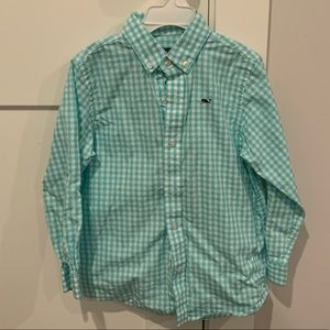 Light green checked vineyard vines boys shirt